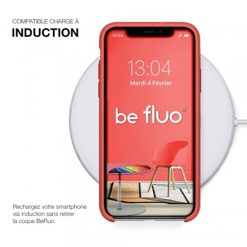 Moxie Coque silicone iPhone 12 / 12 Pro 6.1" [BeFluo] - Intérieur Microfibre, Coque Anti-chocs et Anti-rayures pour iPhone 12 / 12 Pro 6.1" - Rose vif