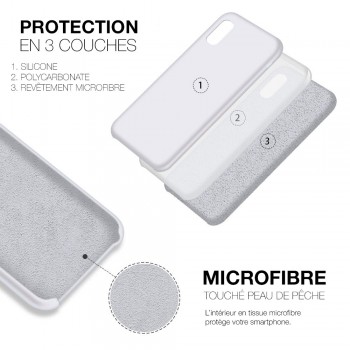 Moxie Coque silicone iPhone 12 / 12 Pro 6.1" [BeFluo] - Intérieur Microfibre, Coque Anti-chocs et Anti-rayures pour iPhone 12 / 12 Pro 6.1" - Blanc