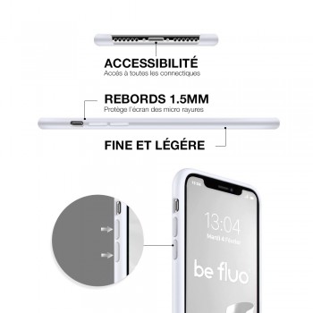 Moxie Coque silicone iPhone 12 / 12 Pro 6.1" [BeFluo] - Intérieur Microfibre, Coque Anti-chocs et Anti-rayures pour iPhone 12 / 12 Pro 6.1" - Blanc