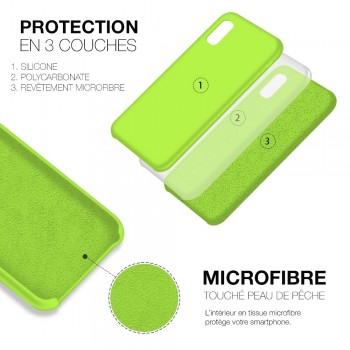 Moxie Coque silicone iPhone 12 Pro Max 6.7" [BeFluo] - Intérieur Microfibre, Coque Anti-chocs et Anti-rayures pour iPhone 12 Pro Max 6.7" - Vert Pomme