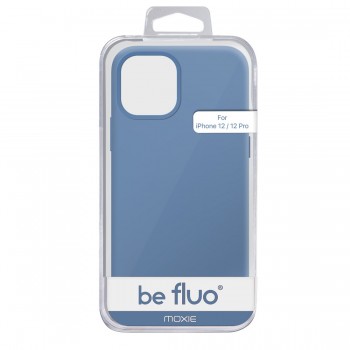 Moxie Coque silicone iPhone 12 / 12 Pro 6.1" [BeFluo] - Intérieur Microfibre, Coque Anti-chocs et Anti-rayures pour iPhone 12 / 12 Pro 6.1" - Bleu acier