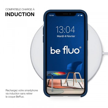 Moxie Coque silicone iPhone 12 / 12 Pro 6.1" [BeFluo] - Intérieur Microfibre, Coque Anti-chocs et Anti-rayures pour iPhone 12 / 12 Pro 6.1" - Bleu marine