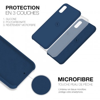 Moxie Coque silicone iPhone 12 Pro Max 6.7" [BeFluo] - Intérieur Microfibre, Coque Anti-chocs et Anti-rayures pour iPhone 12 Pro Max 6.7" - Bleu marine
