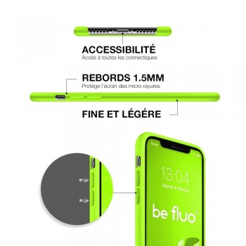 Moxie Coque silicone iPhone 12 / 12 Pro 6.1" [BeFluo] - Intérieur Microfibre, Coque Anti-chocs et Anti-rayures pour iPhone 12 / 12 Pro 6.1" - Vert Pomme