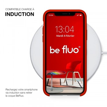 Moxie Coque silicone iPhone 12 Pro Max 6.7" [BeFluo] - Intérieur Microfibre, Coque Anti-chocs et Anti-rayures pour iPhone 12 Pro Max 6.7" - Rouge
