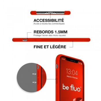 Moxie Coque silicone iPhone 12 Pro Max 6.7" [BeFluo] - Intérieur Microfibre, Coque Anti-chocs et Anti-rayures pour iPhone 12 Pro Max 6.7" - Rouge