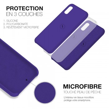 Moxie Coque silicone iPhone 12 mini 5.4" [BeFluo] - Intérieur Microfibre, Coque Anti-chocs et Anti-rayures pour iPhone 12 Mini 5.4" - Violet