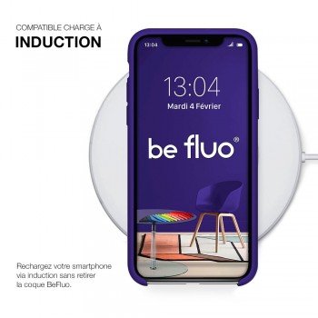 Moxie Coque silicone iPhone 12 mini 5.4" [BeFluo] - Intérieur Microfibre, Coque Anti-chocs et Anti-rayures pour iPhone 12 Mini 5.4" - Violet