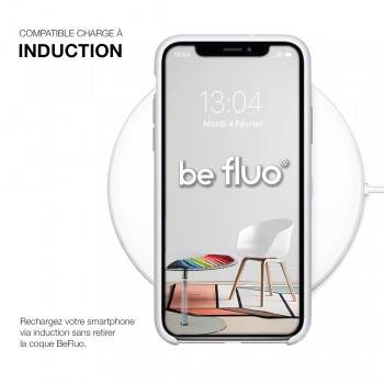 Moxie Coque silicone iPhone 12 mini 5.4" [BeFluo] - Intérieur Microfibre, Coque Anti-chocs et Anti-rayures pour iPhone 12 Mini 5.4" - Blanc