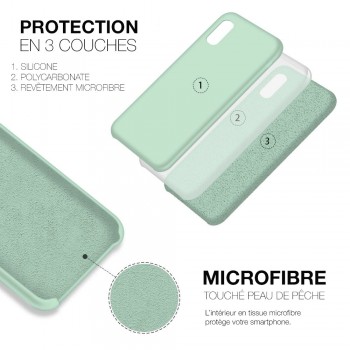 Moxie Coque silicone iPhone 12 mini 5.4" [BeFluo] - Intérieur Microfibre, Coque Anti-chocs et Anti-rayures pour iPhone 12 Mini 5.4" - Menthe