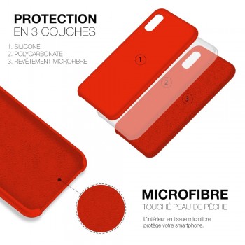 Moxie Coque silicone iPhone 12 mini 5.4" [BeFluo] - Intérieur Microfibre, Coque Anti-chocs et Anti-rayures pour iPhone 12 Mini 5.4" - Rouge
