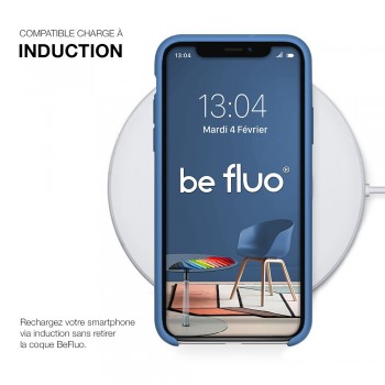 Moxie Coque silicone iPhone 12 mini 5.4" [BeFluo] - Intérieur Microfibre, Coque Anti-chocs et Anti-rayures pour iPhone 12 Mini 5.4" - Bleu acier