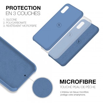 Moxie Coque silicone iPhone 12 mini 5.4" [BeFluo] - Intérieur Microfibre, Coque Anti-chocs et Anti-rayures pour iPhone 12 Mini 5.4" - Bleu acier