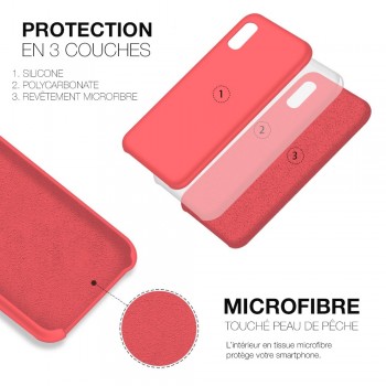 Moxie Coque silicone iPhone 12 mini 5.4" [BeFluo] - Intérieur Microfibre, Coque Anti-chocs et Anti-rayures pour iPhone 12 Mini 5.4" - Rose vif