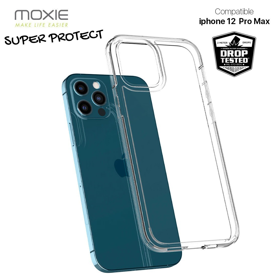 Coque Odeydo IPhone 12 Pro Max – Bleu 3-en-1 Ultra Résistante – Neuf