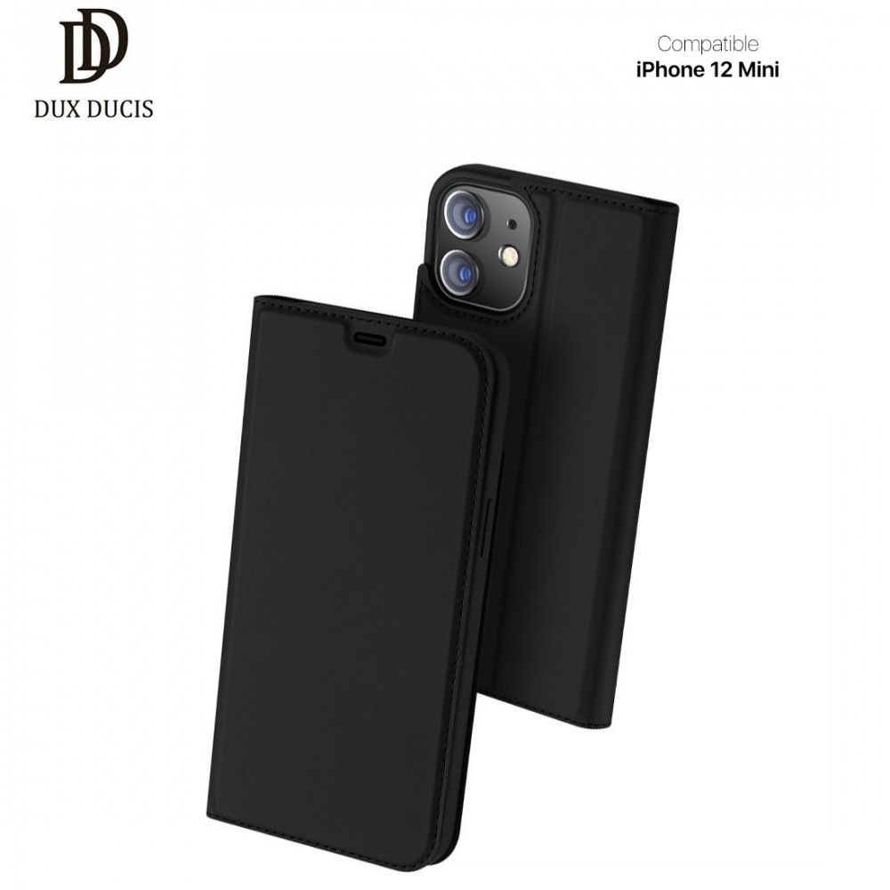 DUX DUCIS Etui Skin Pro en PU, Porte CB pour iphone 12 Mini - NOIR