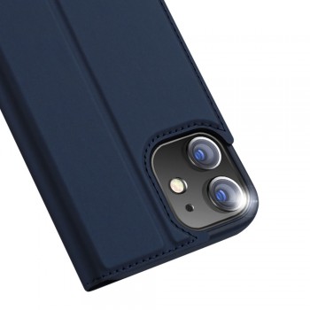 Etui portefeuille DUX Ducis en cuir PU avec porte-carte et fonction vidéo pour iPhone Mini - Bleu