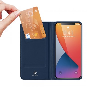 Etui portefeuille DUX Ducis en cuir PU avec porte-carte et fonction vidéo pour iPhone Mini - Bleu
