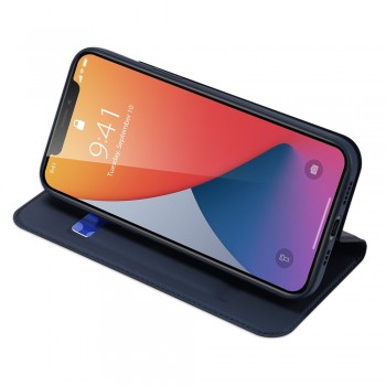 Etui portefeuille DUX Ducis en cuir PU avec porte-carte et fonction vidéo pour iPhone Mini - Bleu