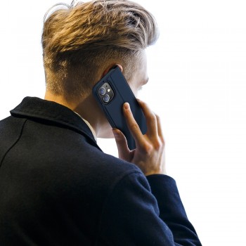 Etui portefeuille DUX Ducis en cuir PU avec porte-carte et fonction vidéo pour iPhone Mini - Bleu