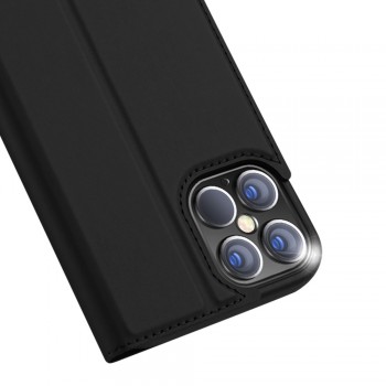 Etui portefeuille DUX Ducis en cuir PU avec porte-carte et fonction vidéo pour iPhone 12 Pro Max - NOIR