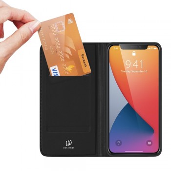 Etui portefeuille DUX Ducis en cuir PU avec porte-carte et fonction vidéo pour iPhone 12 Pro Max - NOIR