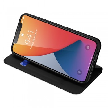 Etui portefeuille DUX Ducis en cuir PU avec porte-carte et fonction vidéo pour iPhone 12 Pro Max - NOIR