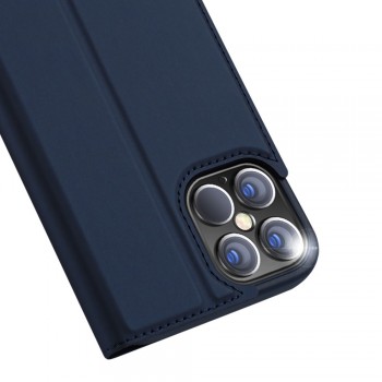 Etui portefeuille DUX Ducis en cuir PU avec porte-carte et fonction vidéo pour iPhone 12 Pro Max - BLEU