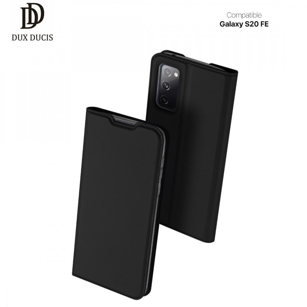 Etui portefeuille DUX Ducis en cuir PU avec porte-carte et fonction vidéo pour Galaxy S20 FE - NOIR