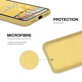 Moxie Coque silicone iPhone 12 Mini [BeFluo Full Protect] - Intérieur Microfibre, Coque Anti-chocs et Anti-rayures pour iPhone 12 Mini - Jaune
