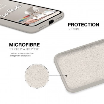 Moxie Coque silicone iPhone 12 Mini  [BeFluo Full Protect] - Intérieur Microfibre, Coque Anti-chocs et Anti-rayures pour iPhone 12 Mini - Stone