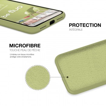 Moxie Coque silicone iPhone 12 Mini  [BeFluo Full Protect] - Intérieur Microfibre, Coque Anti-chocs et Anti-rayures pour iPhone 12 Mini - Vert Olive