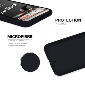Moxie Coque silicone iPhone 12 Pro Max 6.7" [BeFluo] - Intérieur Microfibre, Coque Anti-chocs et Anti-rayures pour iPhone 12 Pro Max 6.7" - Noir