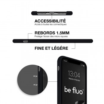 Moxie Coque silicone iPhone 12 Pro Max 6.7" [BeFluo] - Intérieur Microfibre, Coque Anti-chocs et Anti-rayures pour iPhone 12 Pro Max 6.7" - Noir