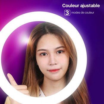Cercle Selfie LED USAMS ZB120 sur Pied téléscopique - couleur Noir