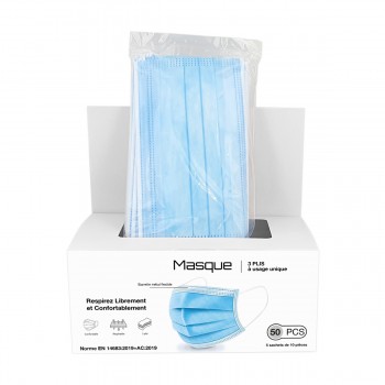 Boite de 50 Masque 3 PLIS TYPE I médical EN14683 - boite Vog Protect