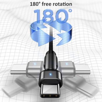 Cable data Type-C USAMS SJ477 avec tete rotative Longueur 1 mètre - noir