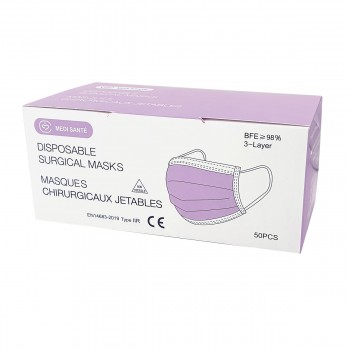 Boite de 50 Masques Violet Type IIR EN14683 -  50 masques par boite