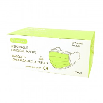 Boite de 50 Masques Vert Type IIR EN14683 -  50 masques par boite