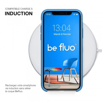 Moxie Coque silicone iPhone 12 / 12 Pro 6.1" [BeFluo] - Intérieur Microfibre, Coque Anti-chocs et Anti-rayures pour iPhone 12 / 12 Pro 6.1" - Bleu Clair