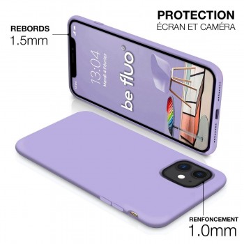 Moxie Coque silicone iPhone 12 / 12 Pro  [BeFluo Full Protect] - Intérieur Microfibre, Coque Anti-chocs et Anti-rayures pour iPhone 12 / 12 Pro - Lilas
