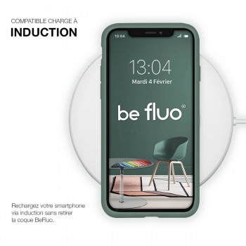 Moxie Coque silicone iPhone 12 / 12 Pro  [BeFluo] - Intérieur Microfibre, Coque Anti-chocs et Anti-rayures pour iPhone 12 / 12 Pro - Pin vert