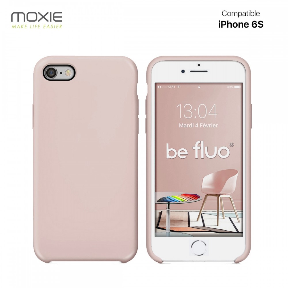 Moxie Coque iPhone 6/6S [BeFluo] Coque Silicone Fine et Légère pour iPhone 6S et iPhone 6, Intérieur Microfibre, Coque Anti-chocs et Anti-rayures pour iPhone 6S/6 - Rose Sable