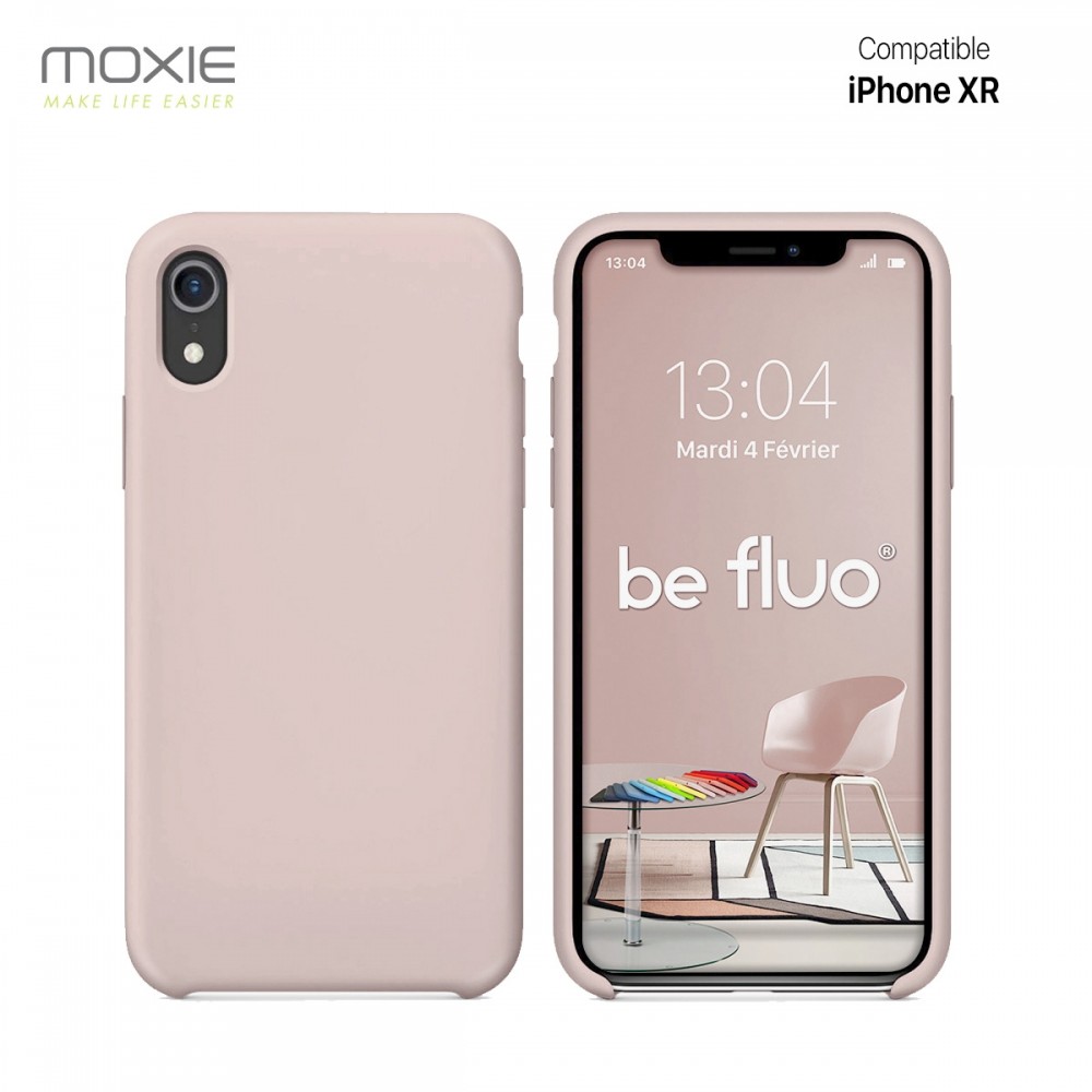 Moxie Coque iPhone XR [BeFluo] Coque Silicone Fine et Légère pour iPhone 6S et iPhone 6, Intérieur Microfibre, Coque Anti-chocs et Anti-rayures pour iPhone XR - Rose Sable