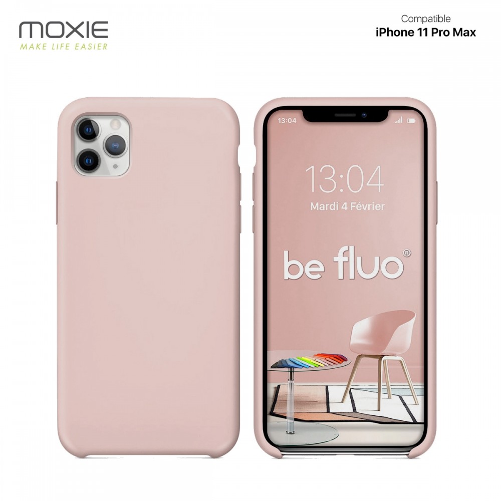 Moxie Coque iPhone 11 Pro Max [BeFluo] Coque Silicone Fine et Légère pour iPhone 6S et iPhone 6, Intérieur Microfibre, Coque Anti-chocs et Anti-rayures pour iPhone 11 Pro Max - Rose Sable