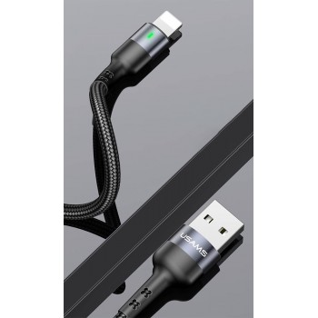 Présentoir 30 câbles tressés USAMS U26 15 Type C / 15 lightning - 1M avec indicateur de charge