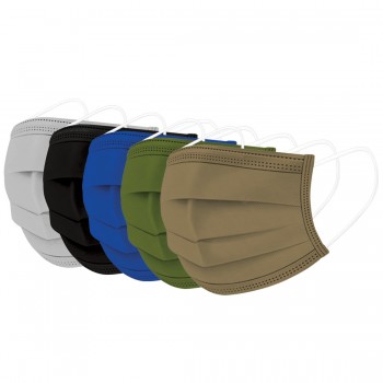 Boite de 50 masques multi-couleur chirurgicaux EN14683 TYPE IIR - 5 couleurs foncés- Sachet de 10