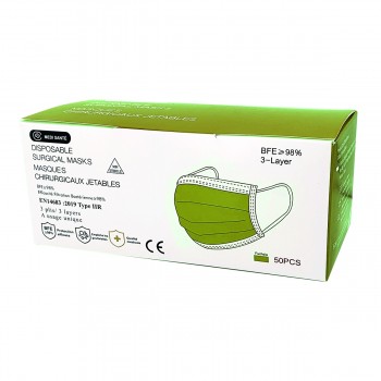 Boite de 50 Masques Vert Kaki Type IIR EN14683 -  50 masques par boite