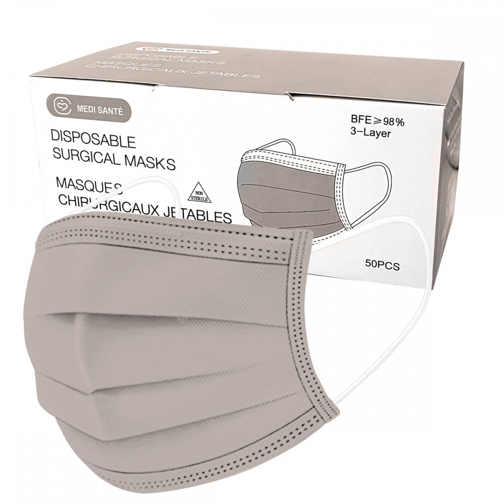 Boite de 50 Masques Gris Taupe Type IIR EN14683 -  50 masques par boite