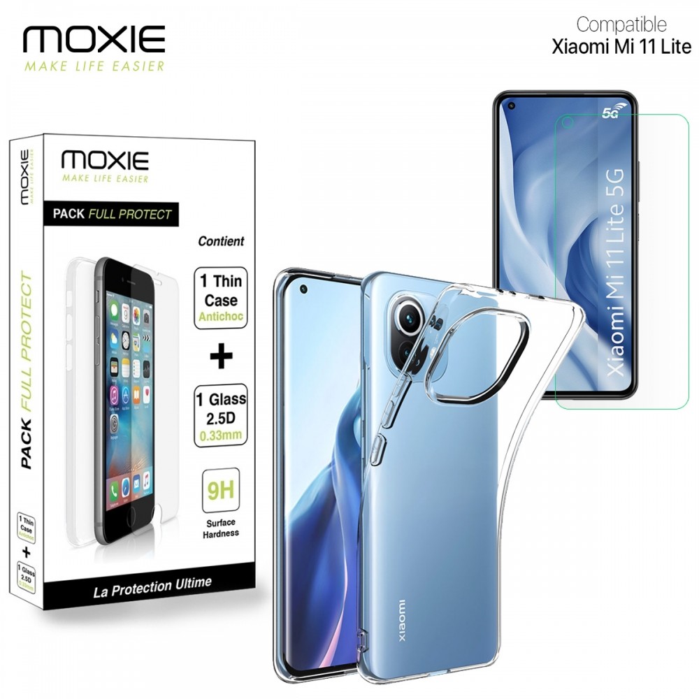 Pack 1 Housse TPU transparente + 1 Glass 2.5D XIAOMI MI 11 LITE